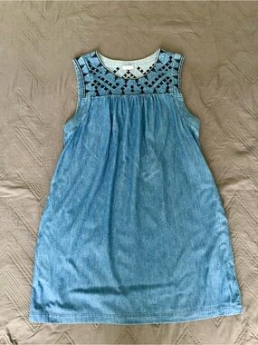 Maison Jules Light Blue Denim Sundress with Black Embroidery Accents